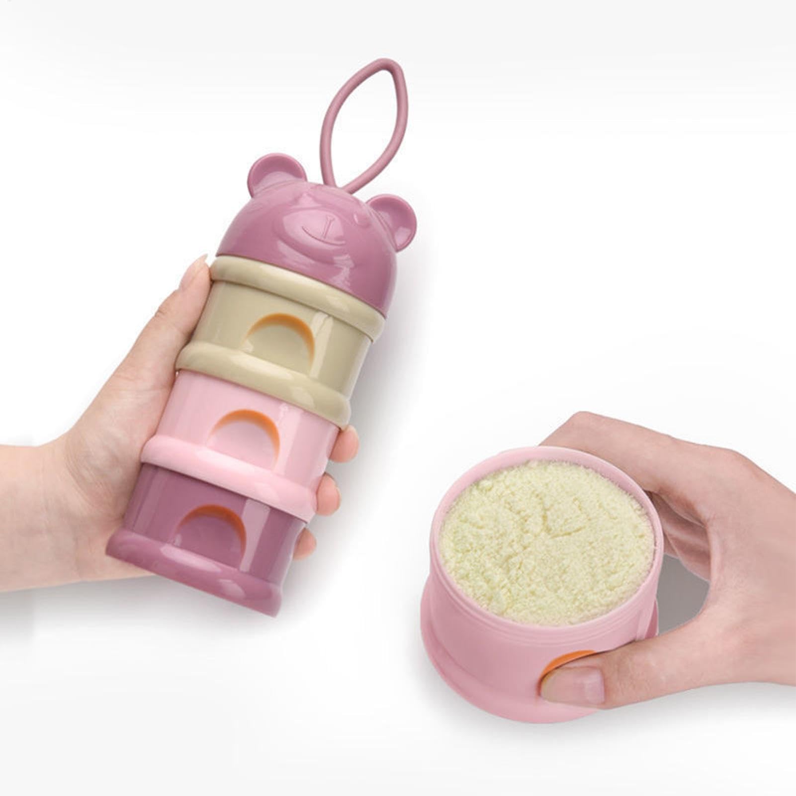 Baby Milk Powder Dispenser, Portable Formula Storage Container, Multi-Compartment Organizer, 7.2x2.91 Inches for Snacks, Fruits and Milk Material Pp Specifications Three Layers