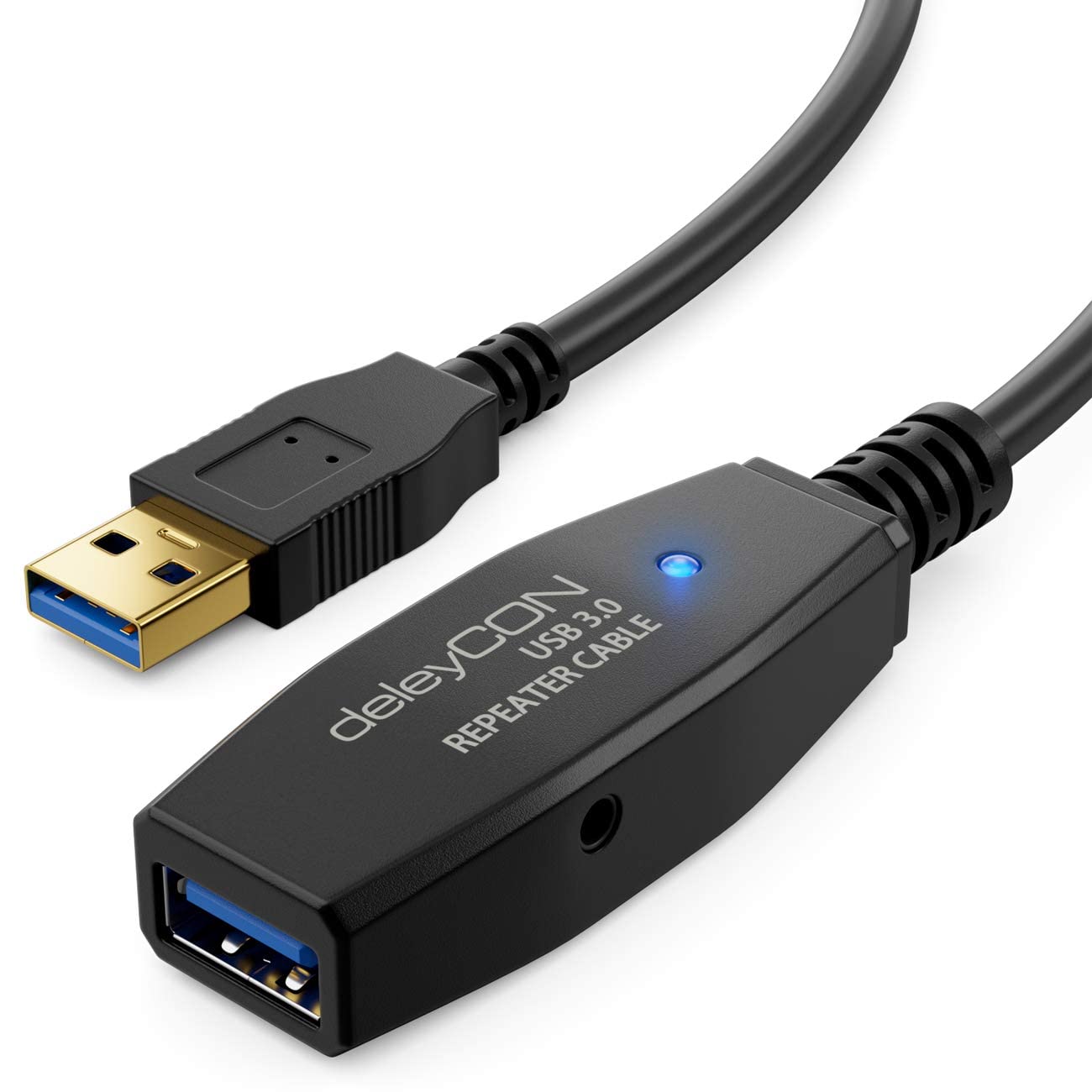 deleyCON 5m Cavo USB 3.0 Attivo Prolunga Attiva con 1 Amplificatore di Segnale e Alimentatore Cavo Ripetitore USB3.0 Cavo di Prolunga PC Computer Stampante Scanner