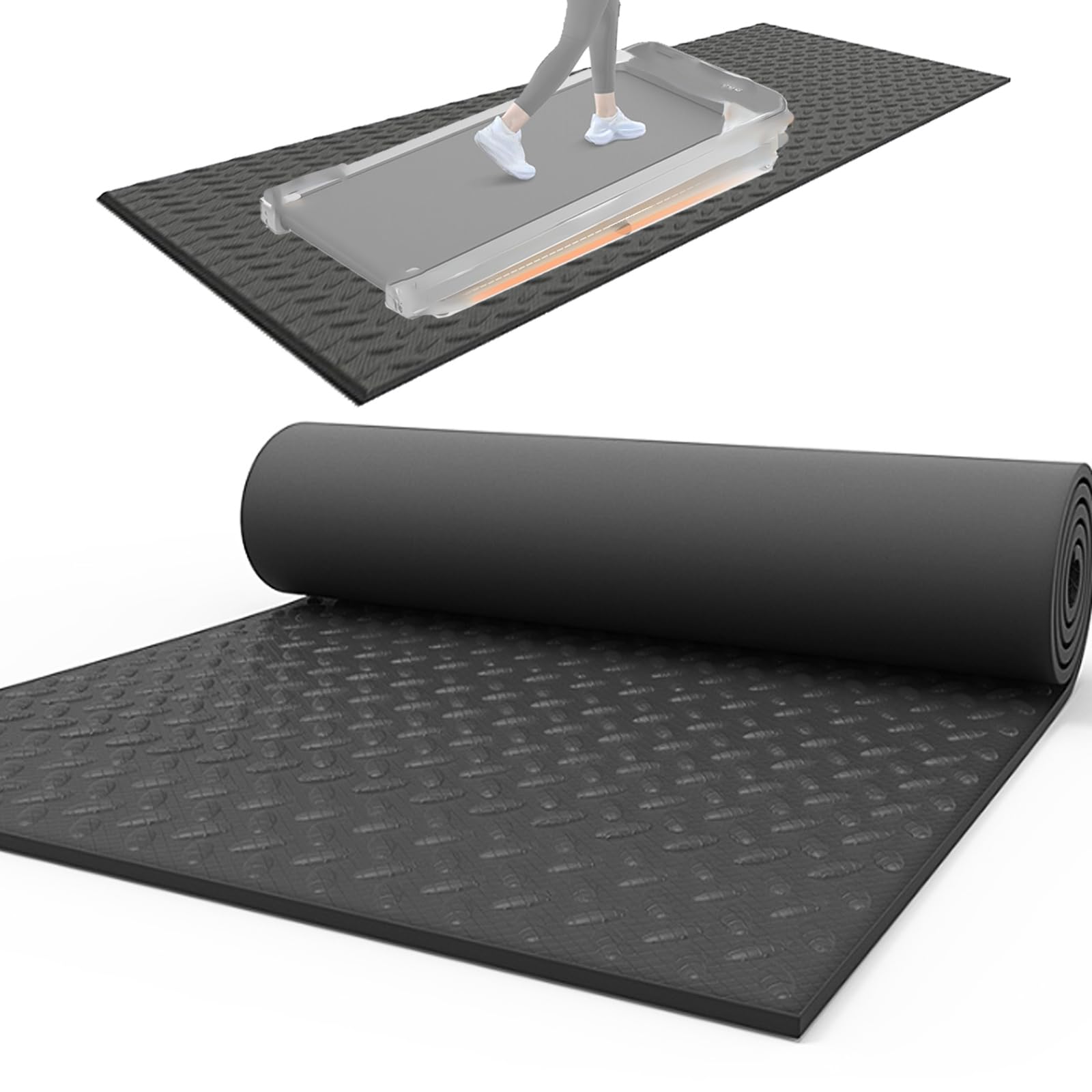 Tappetini Attrezzi Fitness Casa, Tappetino Insonorizzante Per Tapis Roulant, Tappetino Antivibrazione, Tappeto Antiscivolo Per Tapis Roulant, Fonoassorbente, Cyclette,Vogatori ,Nero,175*80cm