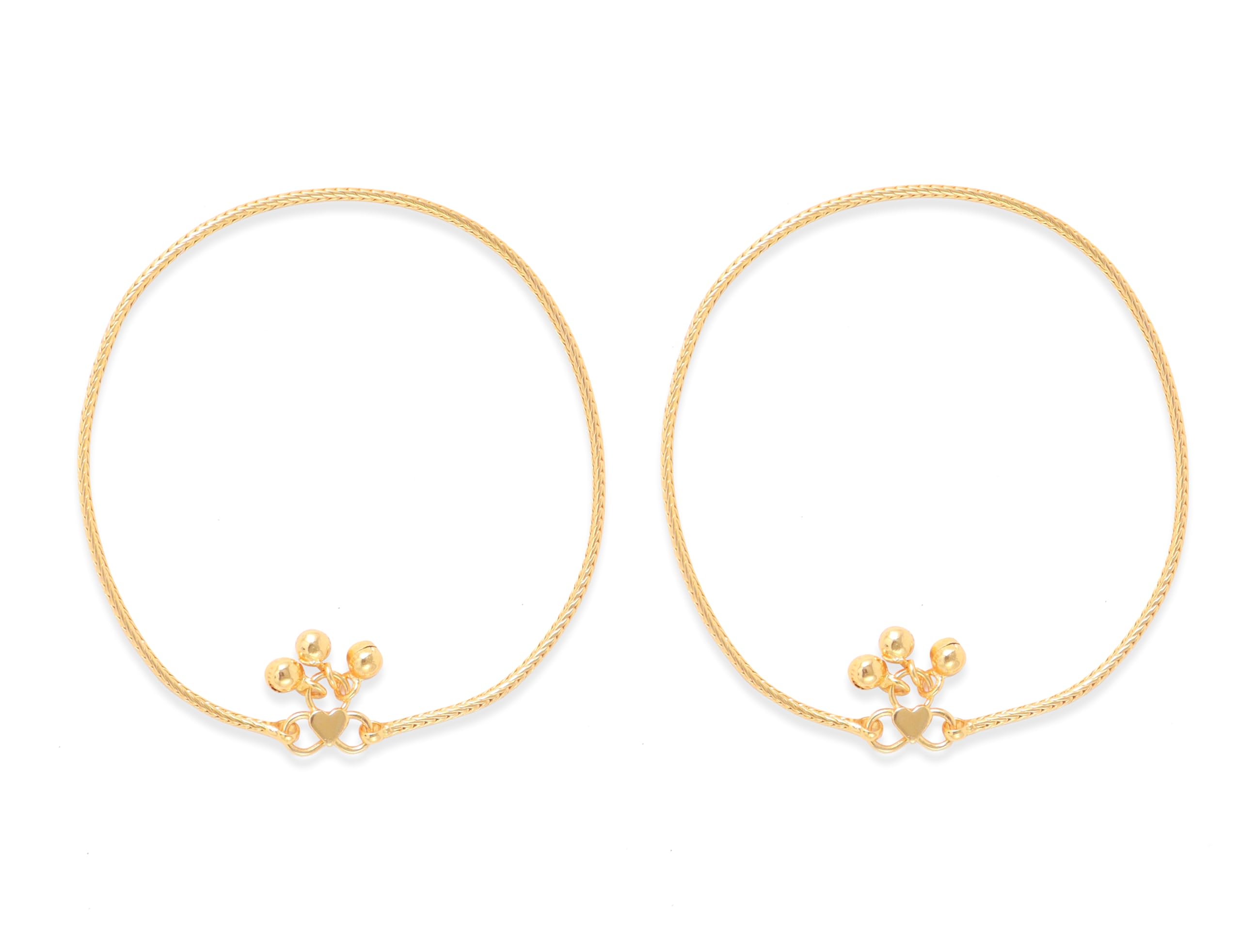 One Gram Gold Plated & Brass Stylish Anklets Kolusu Payal Ghungroo for Women & Girls (10.5 Inch)(ANK-7011)