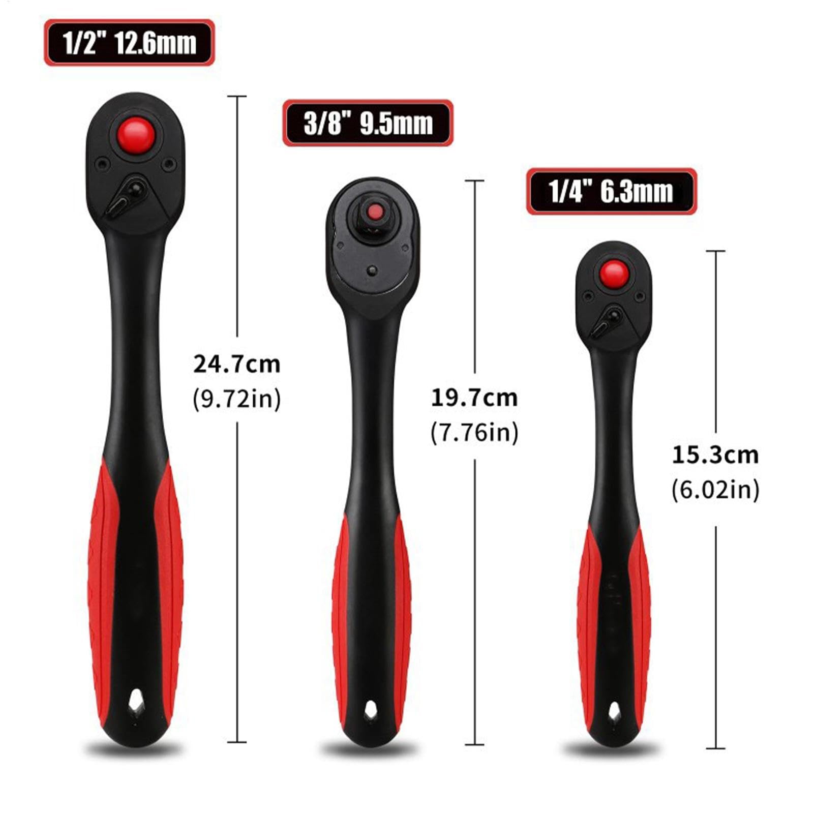 Set di chiavi a cricchetto, chiavi dinamometriche a cricchetto con manico, utensili di riparazione auto multifunzionali, chiavi a cricchetto con azionamento 3 volte per la maggior parte dei | Attacco da 1/4, 3/8, 1/2 pollici Attrezzo Manuale Reversibile c