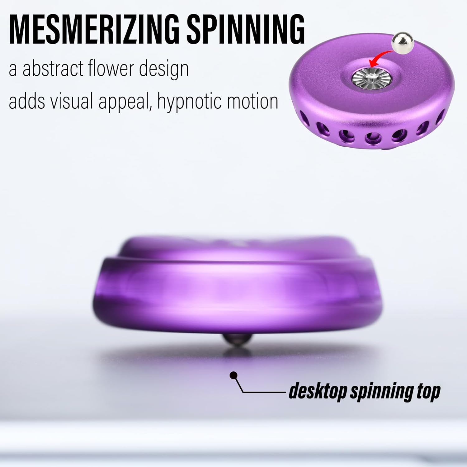FREELOVE Flower Design Metal Fidget Spinners for Adults, Premium Silent Bearing, DIY Expand to Wind Chime Coin, Desktop Spinning Top, Ratchet Slider Toy (Aluminum Alloy, Purple)