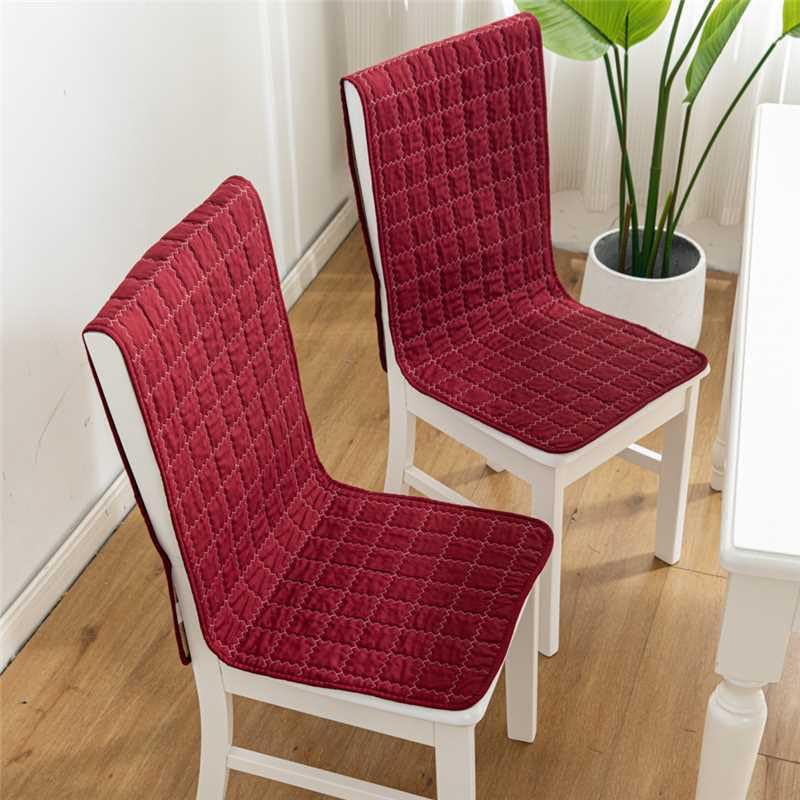Image of HOMETHREADS Non-Slip Chair Cover-Universal Fit for Kitchen & Dining Chairs-Cushioned Comfort - Stylish Machine Washable Seat Cover-140x40cm (Maroon, Pack of 8)