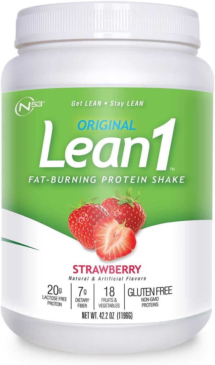 Nutrition 53 Lean 1 Meal Replacement Powder for Weight Loss, Fat Burner, Appetite Control, Strawberry - 2.6 lbs