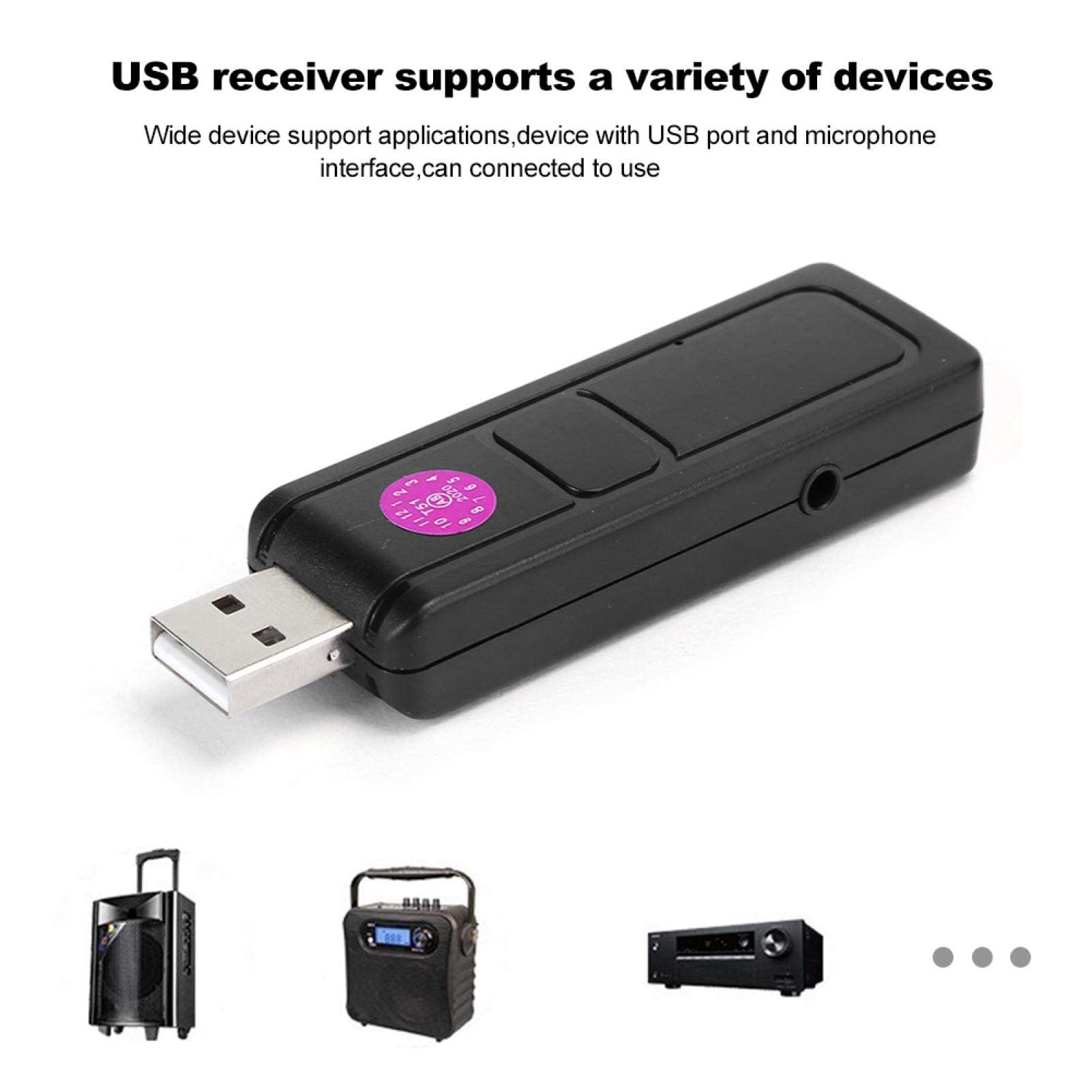 Micrófono de mano inalámbrico, profesional 2 en 1 VHF universal USB receptor de bolsillo micro, para karaoke, canto Ktv familiar, fiestas, discursos, para Android/iPhone/PC/ordenador portátil(Negro)