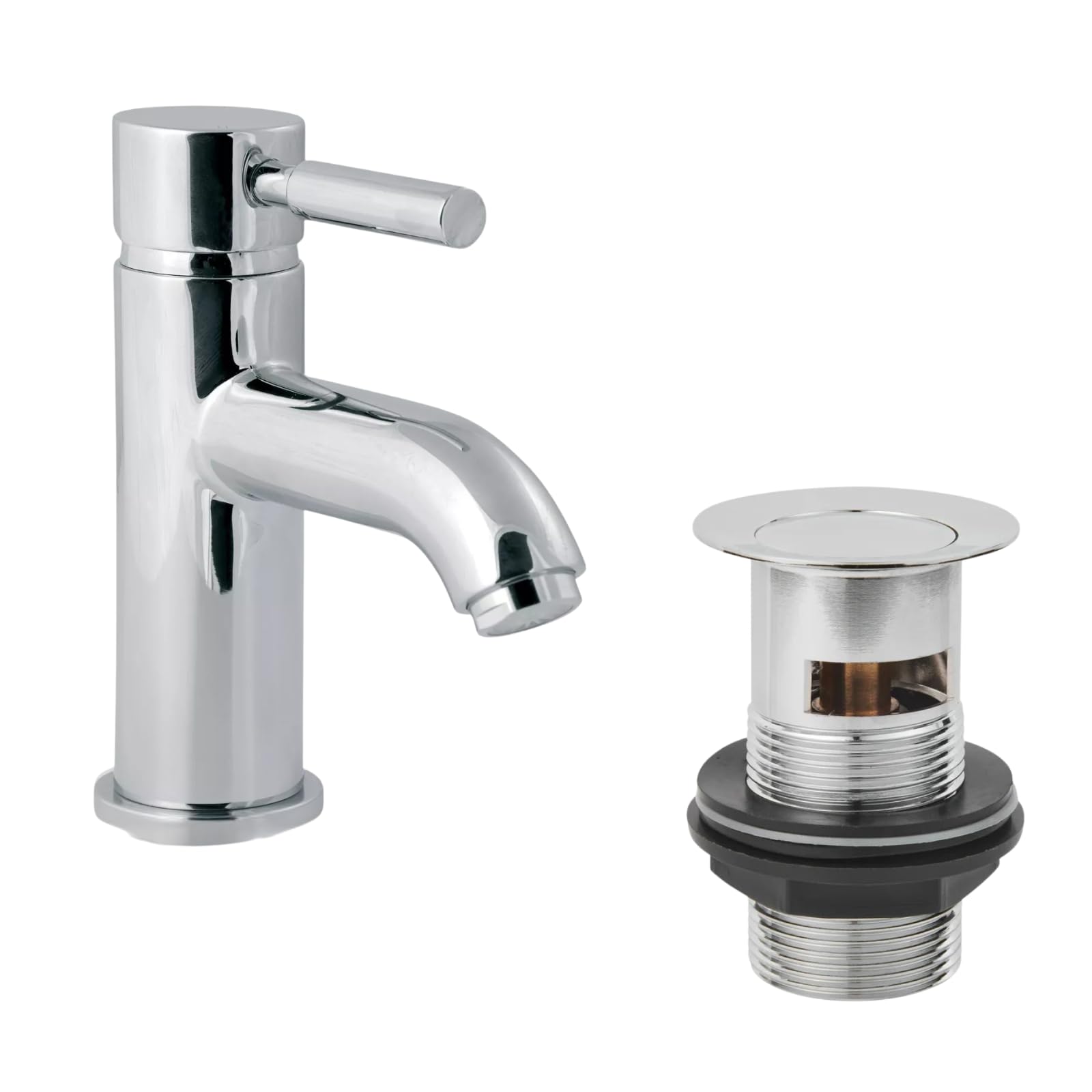 Deva VSN113 Vision Mono Basin Mixer Tap with Press Top Waste Chrome Finish