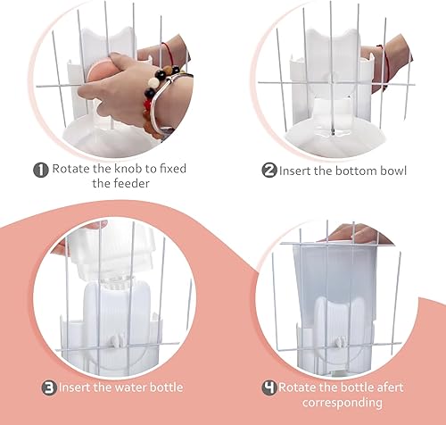 Miniatura 6 de Jaula colgante dispensador automático de botellas de agua para mascotas pequeñas, alimentador automático de 1 litro de gravedad para mascotas y