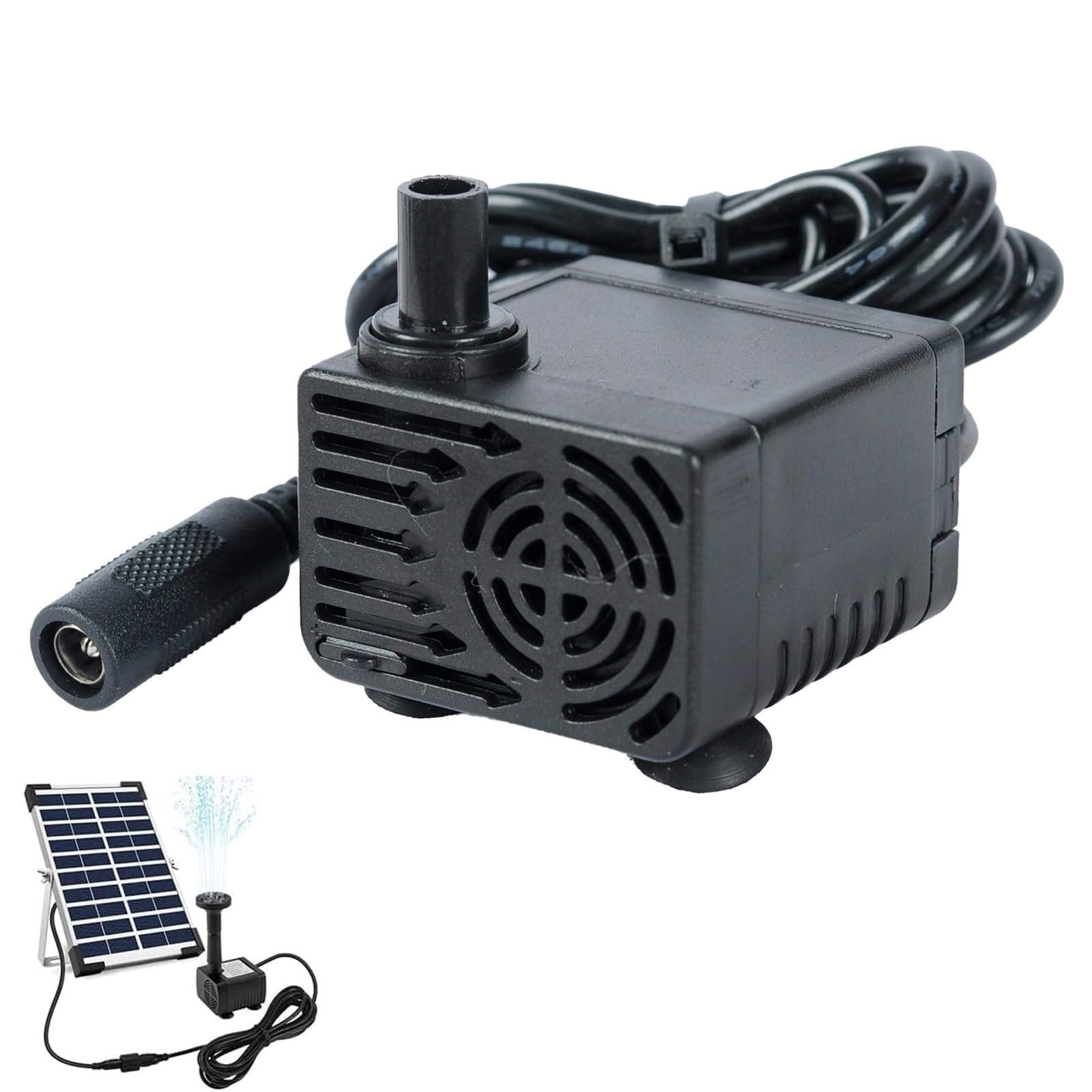 Solar Water Pumps, DC 12V Mini Solar Fountain Pumps, 300L/H Quiet Waterproof Water Feature Pumps, 3.9ft Spraying Distance for Aquarium, No Solar Panel