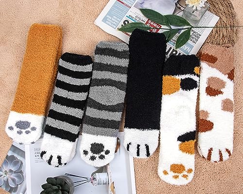 Image of Loritta 6 Pairs Womens Fuzzy Socks, Winter Warm Fluffy Slipper Socks