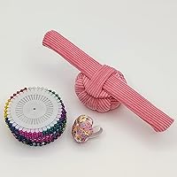 Vista 6 de Alfiletero elástico en forma de calabaza con anillo para la muñeca, almohadón para agujas de costura y manualidades DIY con 1 banda elástica