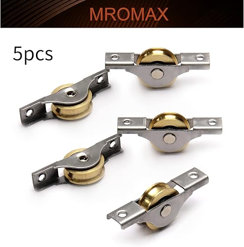 Miniatura 4 de MroMax Polea de ventana de puerta de 1.024 in de diámetro, galvanoplastia de cobre, polea de ventana de puerta corredera de una sola rueda con