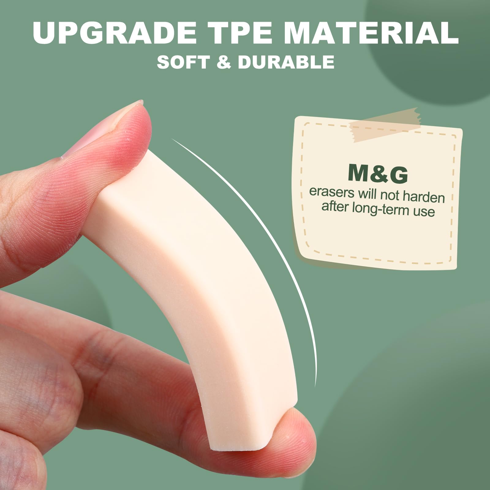 M&G  Pack Erasers, Pencil Erasers Large Eraser Colored Cute Soft Block Easy to Clean Durable Bulk for Sketching Drawing Artists Teacher Color Pencils Carving Stamps, 5 Pastel Colors: 5