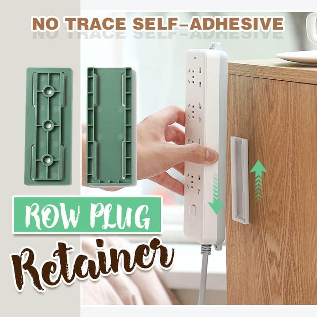 4Pcs No Trace Self-Adhesive Row Plug Retainer, Self Adhesive Power Strip Holder, Punch Free Wall Socket Sticker Fixer Slidable for Router Kitchen Home and Office