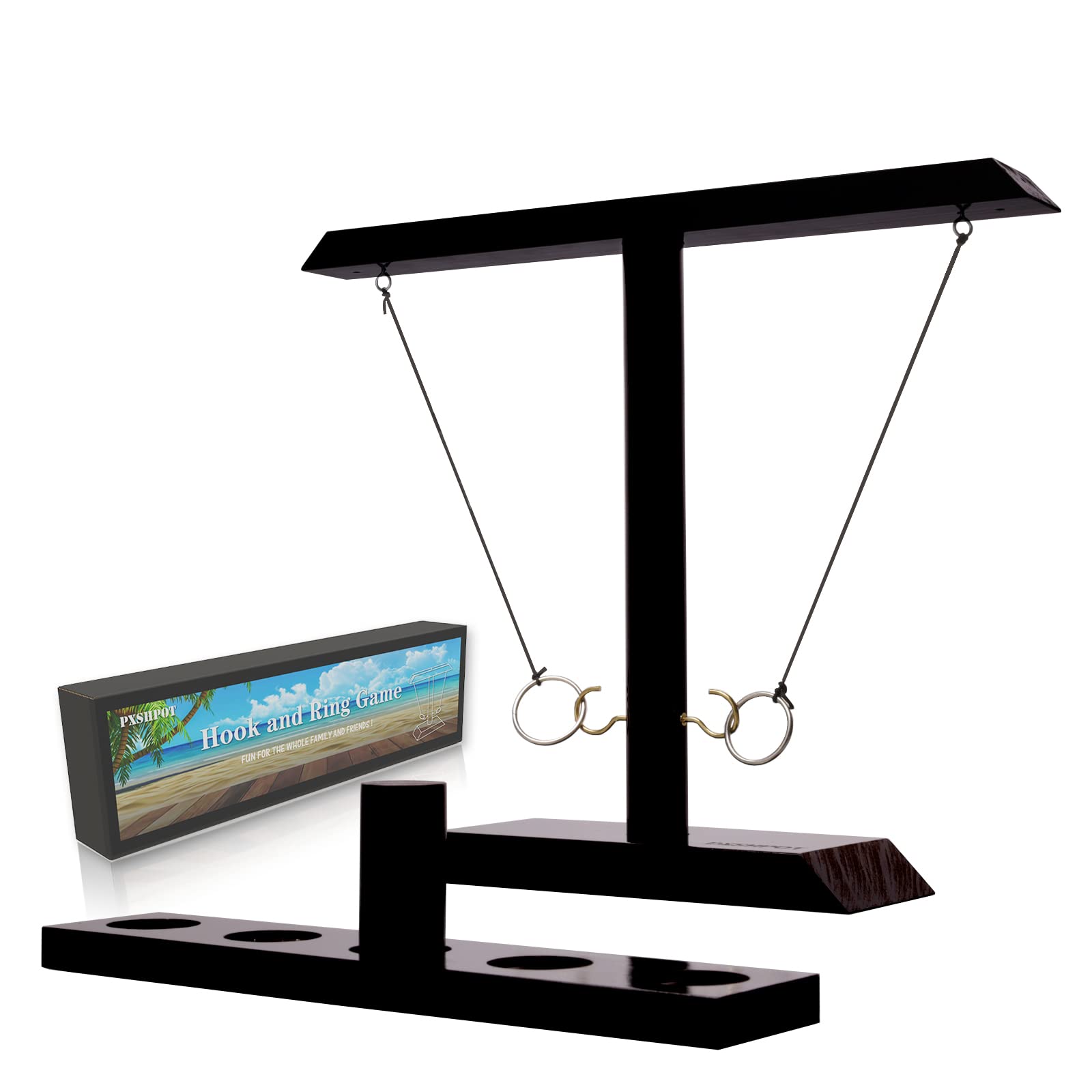 Ring Toss Games for Adults, Indoor Outdoor Yard Games, Patio Decor, Wooden Hook and Ring Game for Bars, Home, Party