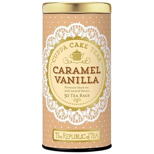 The Republic of Tea Pastel de vainilla de caramelo, 50 bolsas de té, té negro fino mezclado, sin gluten