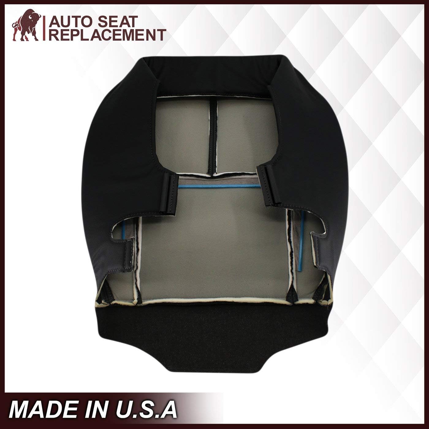 Auto Seat Replacement, Compatible with 2007 2008 2009 2010 2011 2012 2013 2014 Chevy Silverado Tahoe Suburban Genuine Leather Seat Cover Replacement (Driver Bottom, Ebony Black)