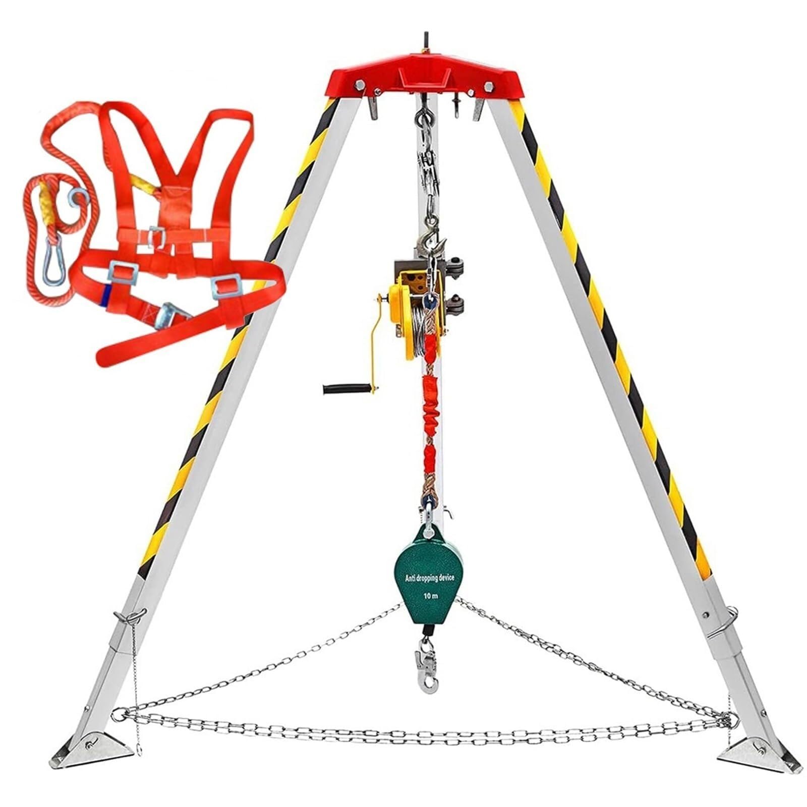 icVantA Manhole Rescue Tripod System Confined Space Tripod Kit with 2600lbs Winch & Safe Belt Heavy Duty Anti-Fall Protector Bracket for WellCellarsSewerUnderground,2600LBS Winch+Safe Belt