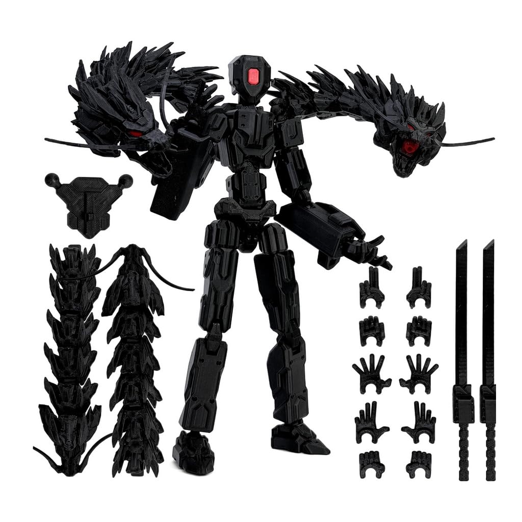 DiiWmme Assembly Completed T13 Action Figure,3D Printed​ Dummy 13，Black