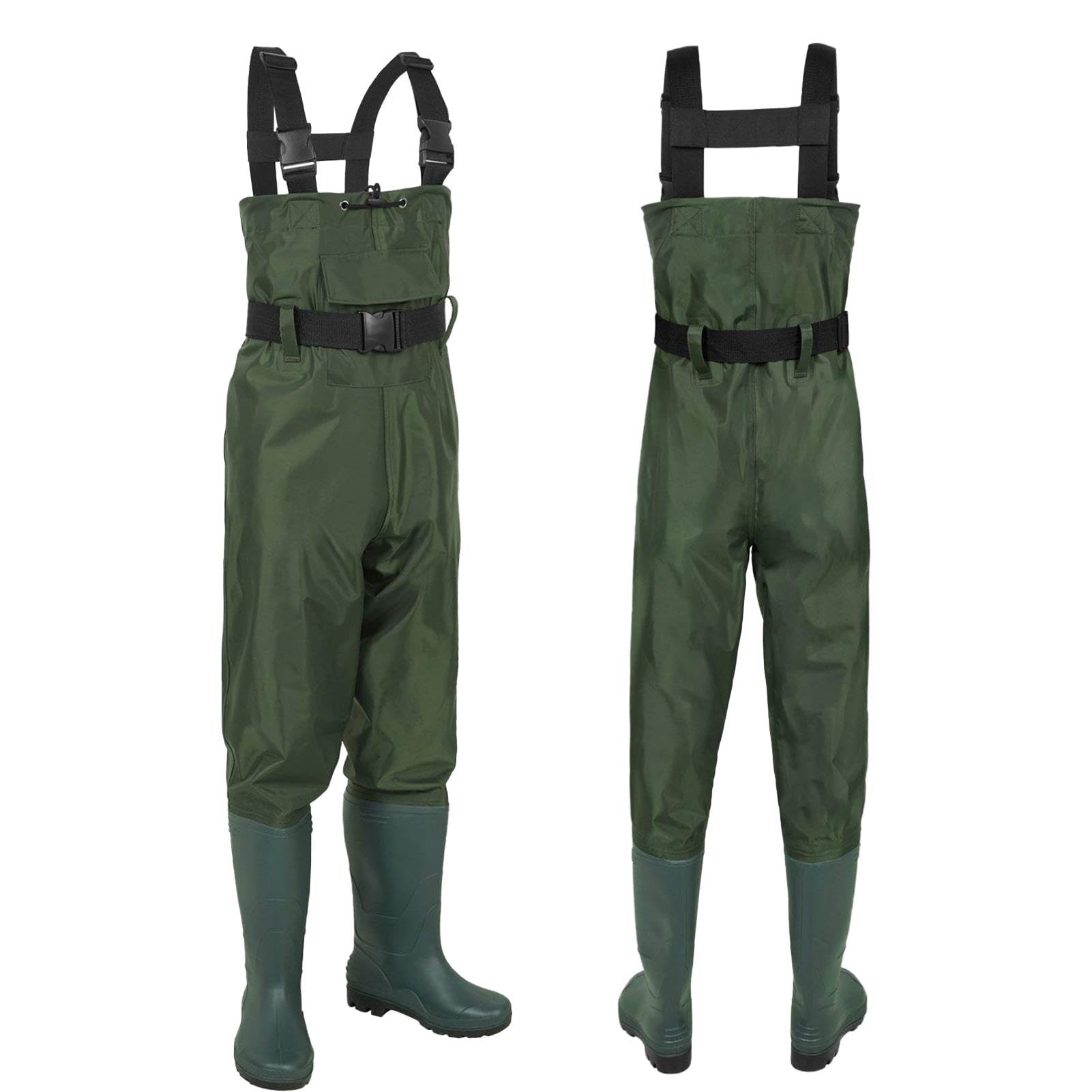 Trampolieri da Pesca con Stivali Impermeabili, Pantaloni da Pescatore Uomo Donna, Nylon PVC Waders Traspirante con Tasca e Cintura, Trampolieri per Caccia Agricoltura