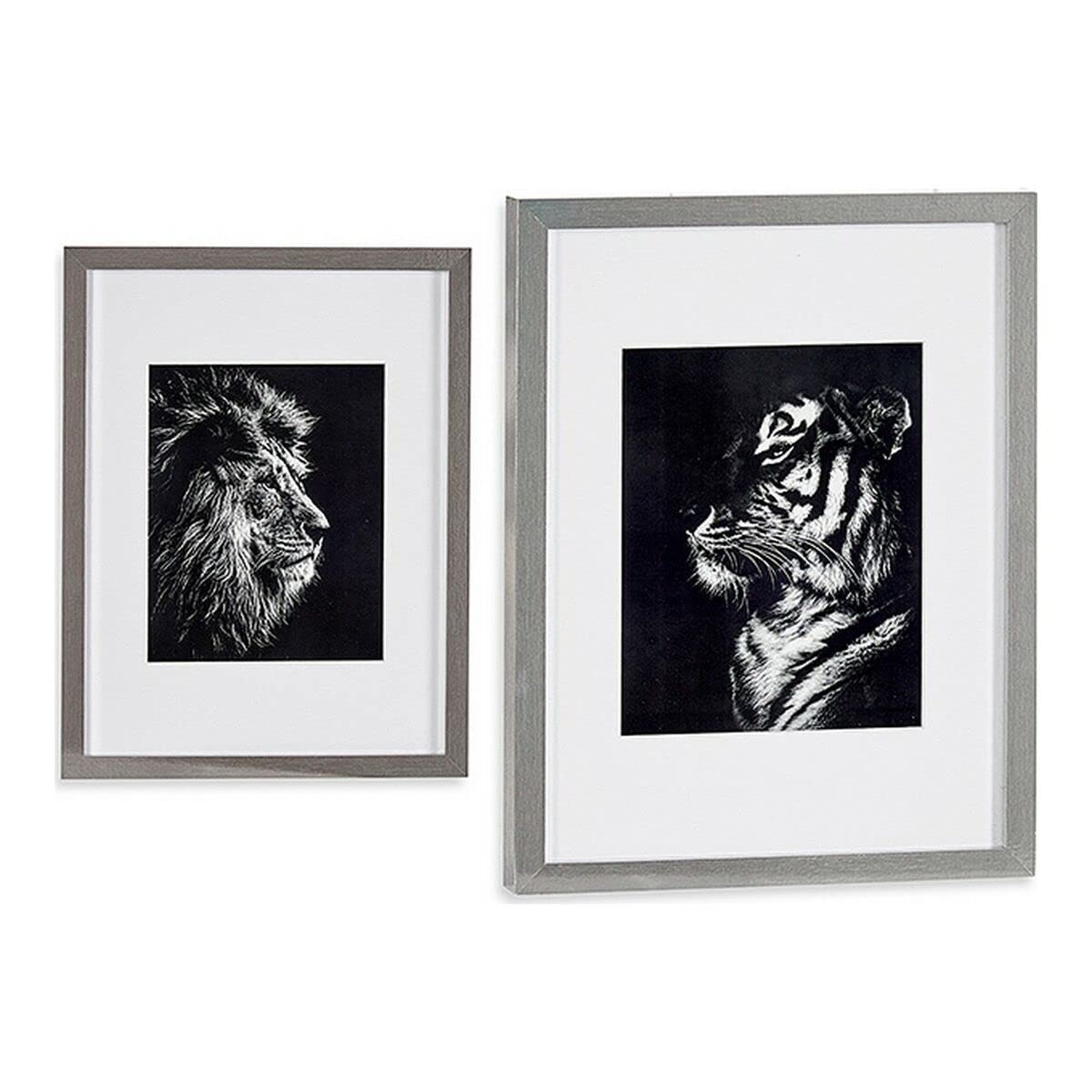 Cuadro de tigre y león en cristal para decorar tu salón moderno