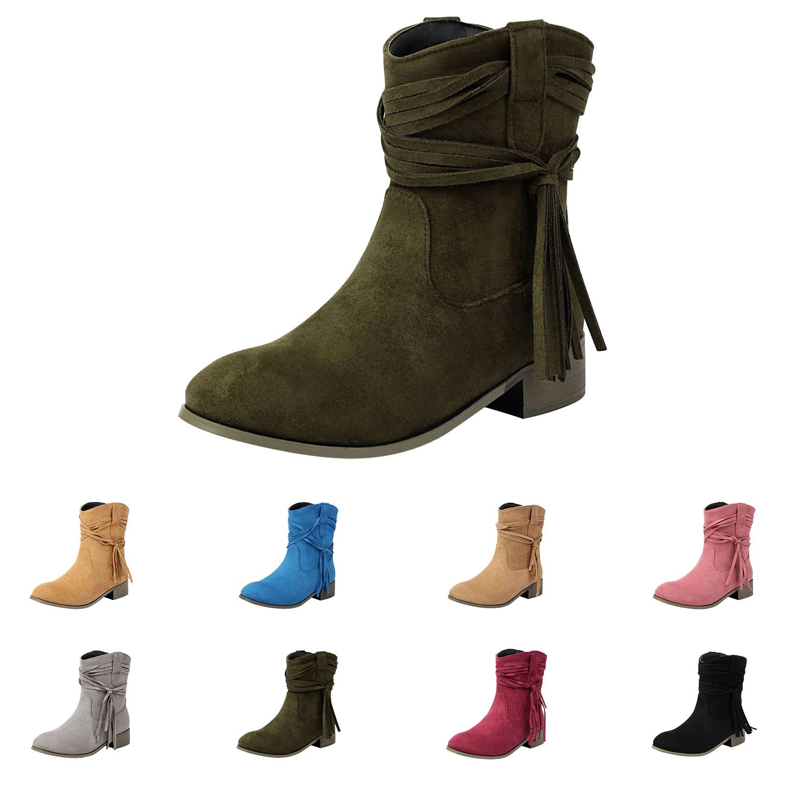 Botines De Mujer Tacón Bajo Ante Casual Oversized