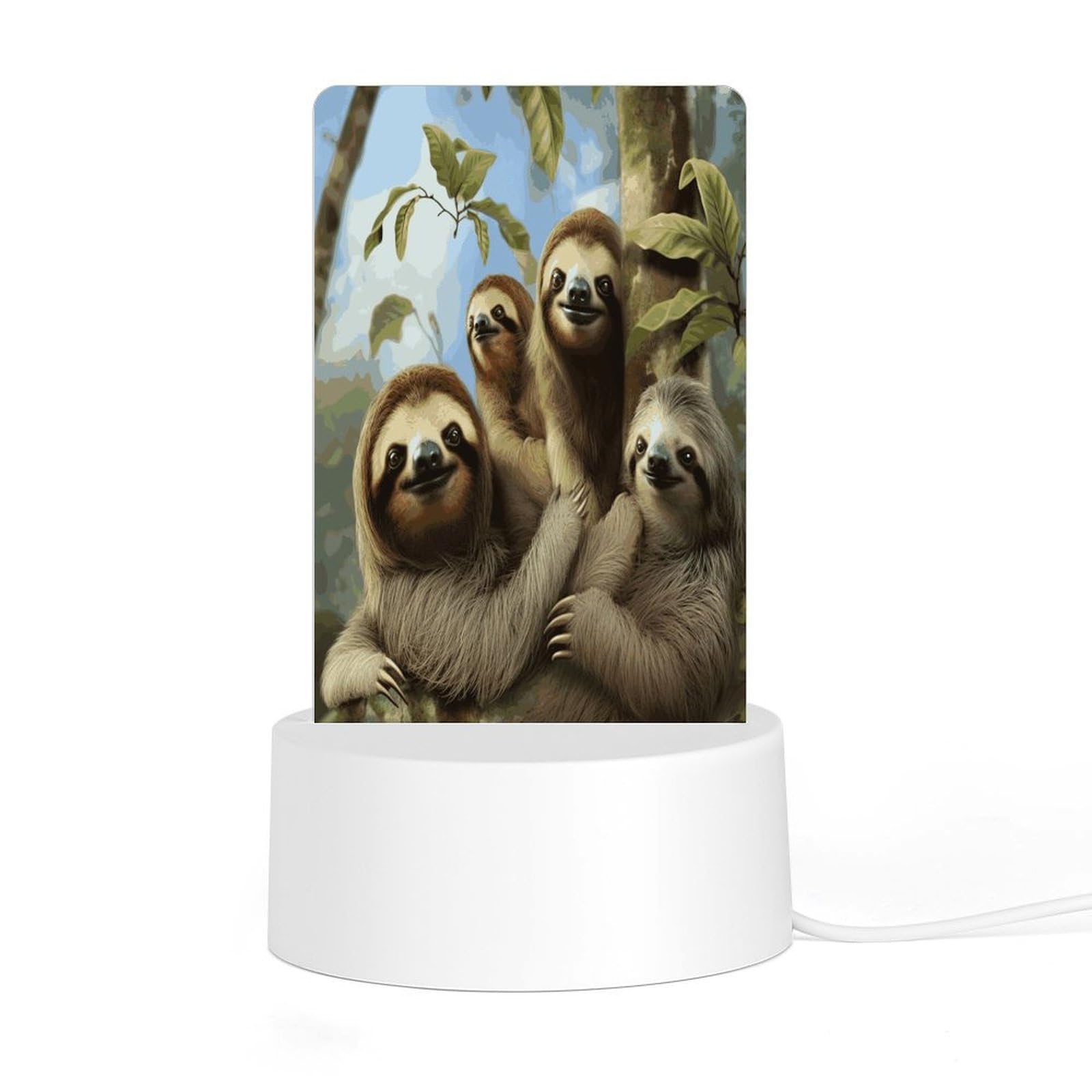 Adfgyerh Style Sloth Family Night Light Acrylic Material Easy Installation, Home Decor Usb Interface Power Supply, Lamp For Restaurant Bar Cafe Room Decor