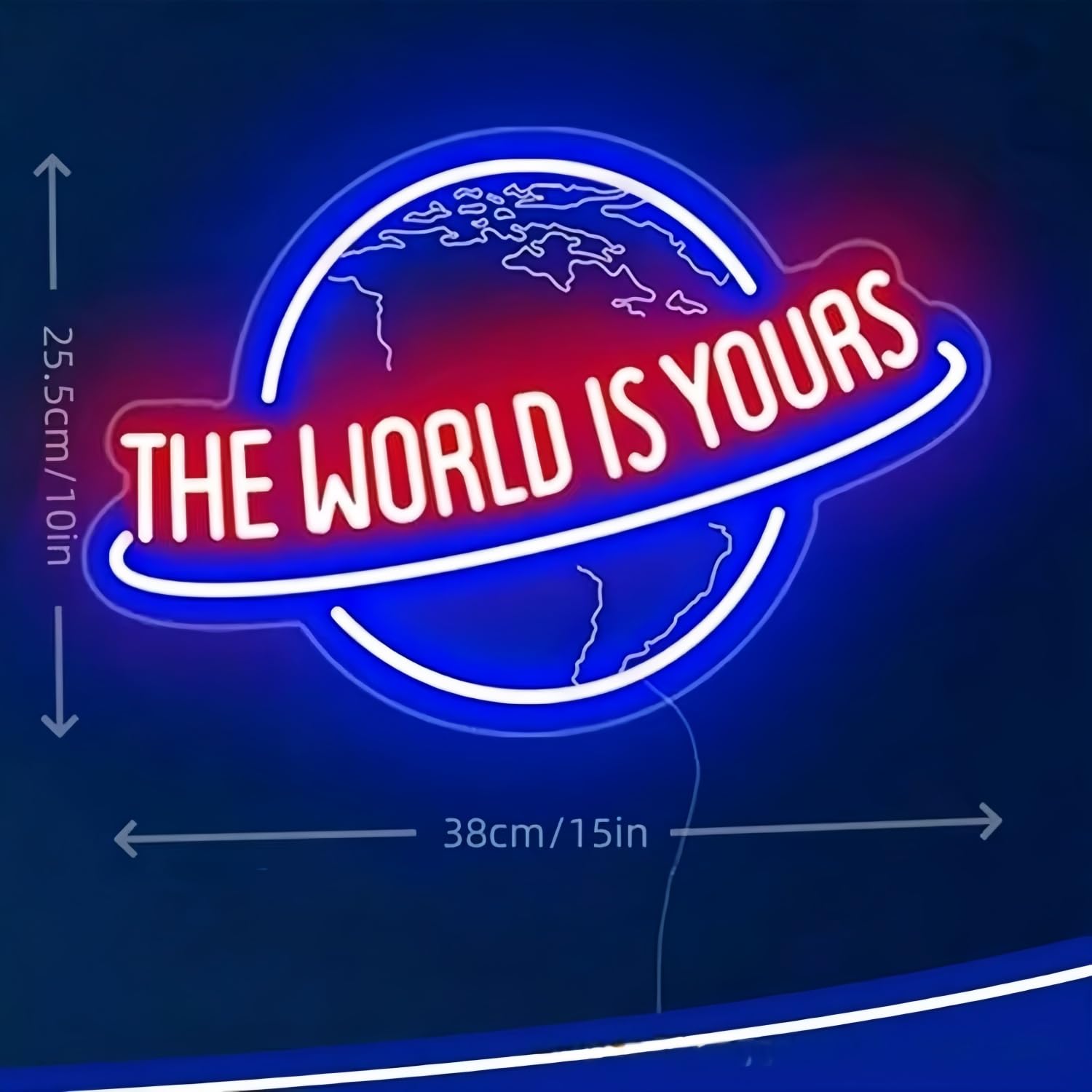 Świat jest Twoim Neon Znaki do dekoracji ścian Neon Wall Art Akrylowe światła LED Wiszący łańcuch do dekoracji sypialni Człowiek Cave Bar Pub Absolwent Wedding Party 5V