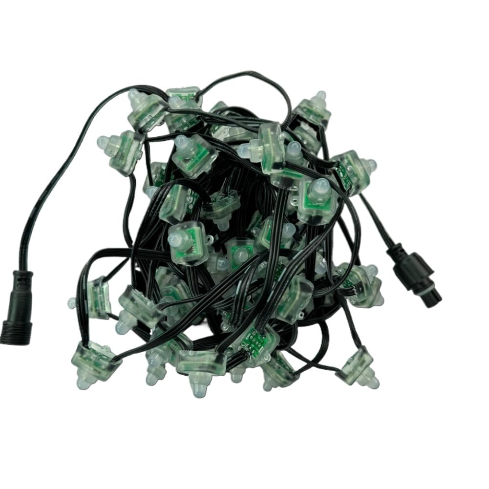 RGB-Pixel-Lichterkette, DC 5 V, quadratisch, 12 mm, WS2811, IC-adressierbar, 3-polig, 18 AWG, schwarzer Draht, 10 cm Abstand, 50 Pixel pro Set, IP68