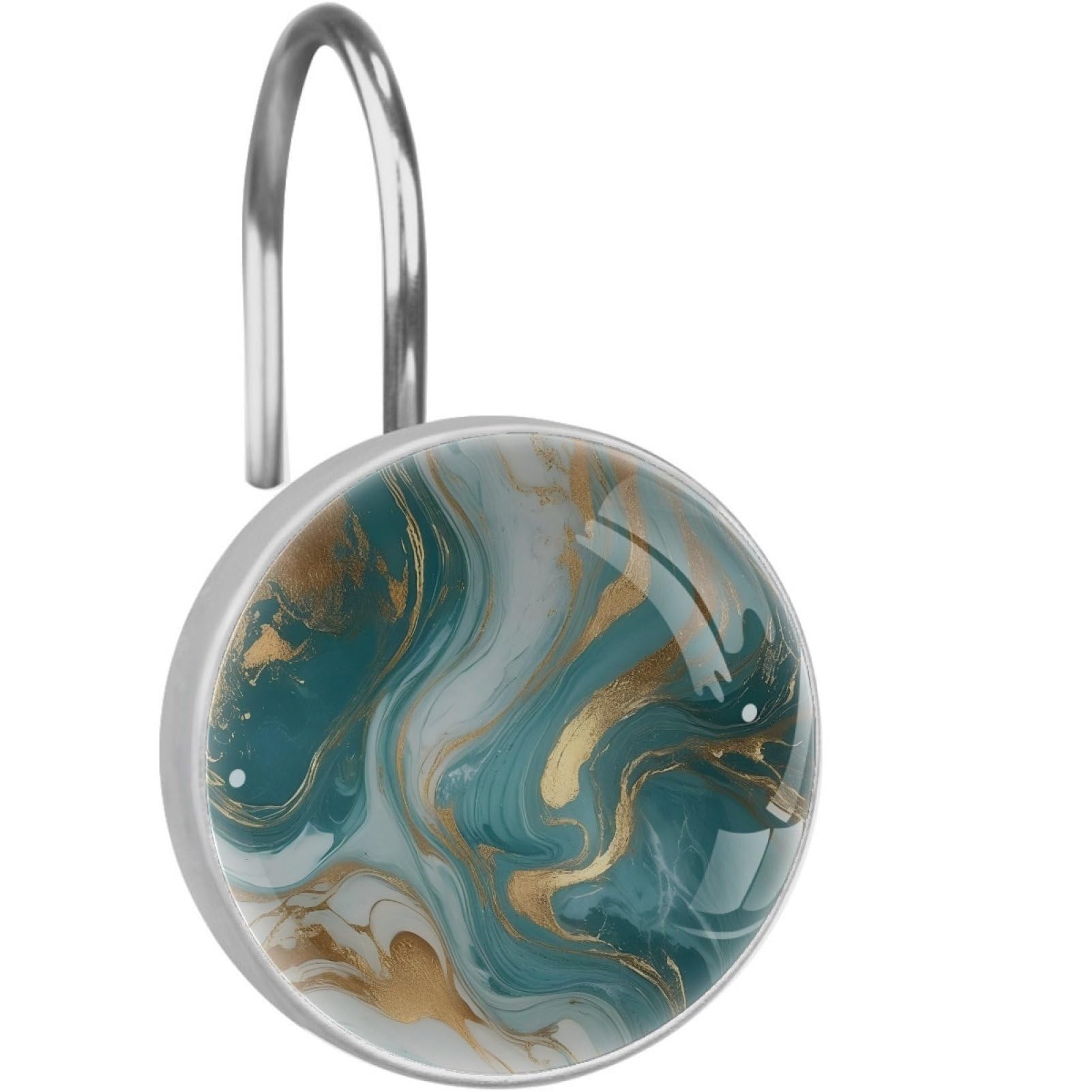 VAPOKF Decorative Shower Curtain Hook: Green Gold Marble Texture Rustproof Stainless Steel Shower Curtain Ring for Bathroom - Shower Curtain Hook & Hangers - Set of 12