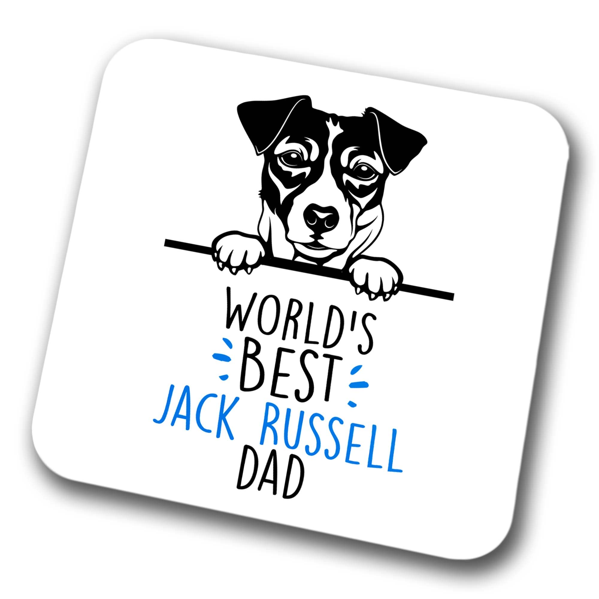 Faithful Prints Boys Jack Russell World's Best Dad Coaster Dog Dad Jack Russell Dad Friend Funny Gift For Birthday Christmas, Jack Russell Coaster