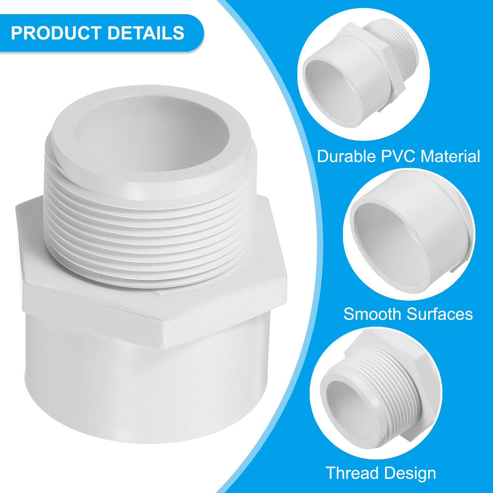 PATIKIL NPT1-1/2 PVC Male Adapter Pipe Fitting - Image 3