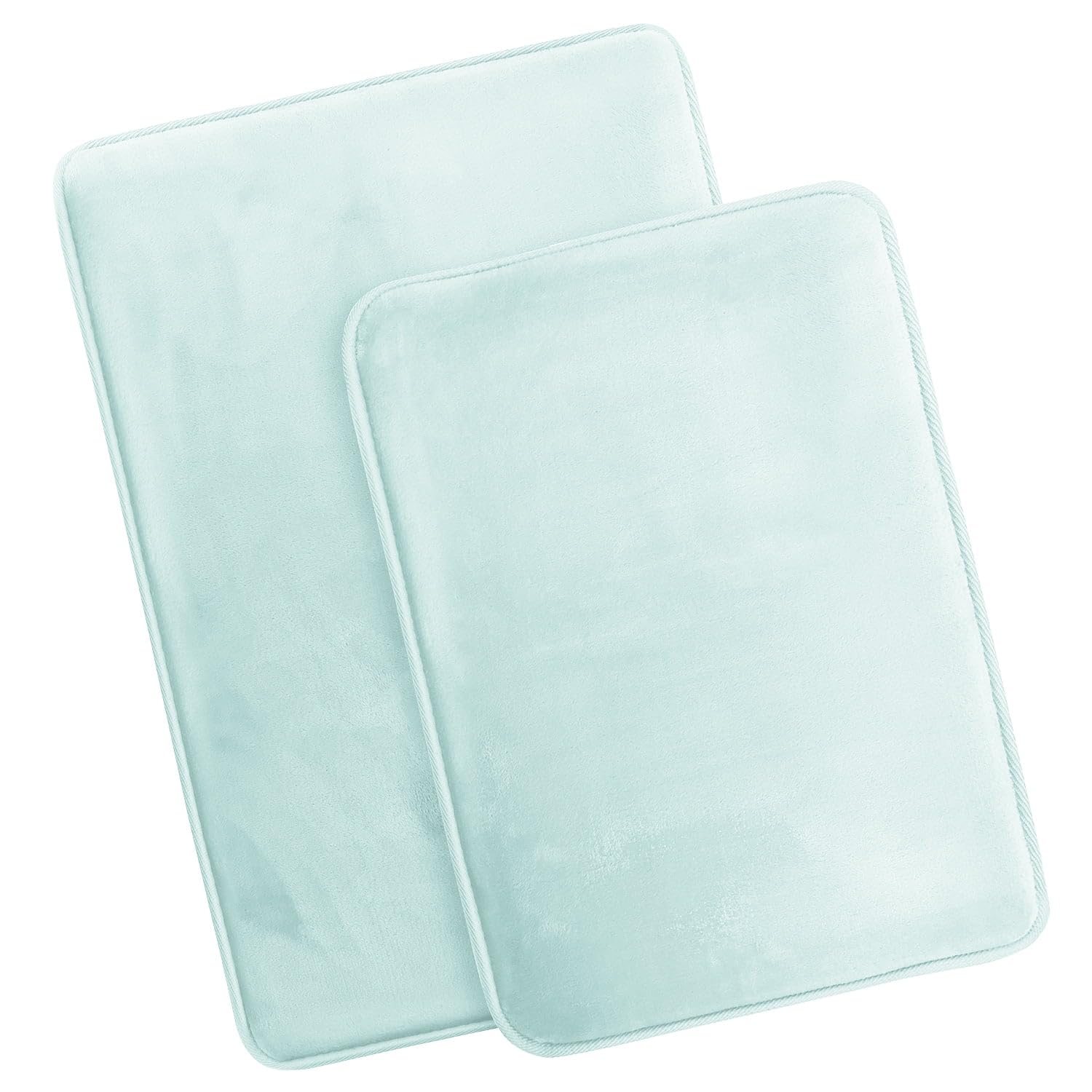 Nestl Set of 2 Bath Rugs, Absorbent Memory Foam Bath Mat Bathroom Rugs, Aqua, Large Size 20"x32" Small Size 17”x24”