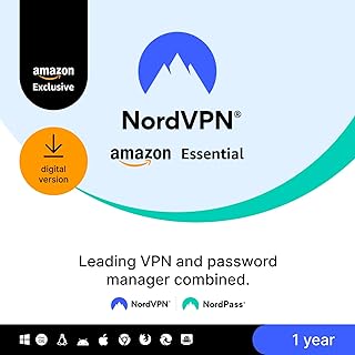 NordVPN Amazon Essential, 10 Devices, 1-Year, VPN & Password Manager, Digital Code