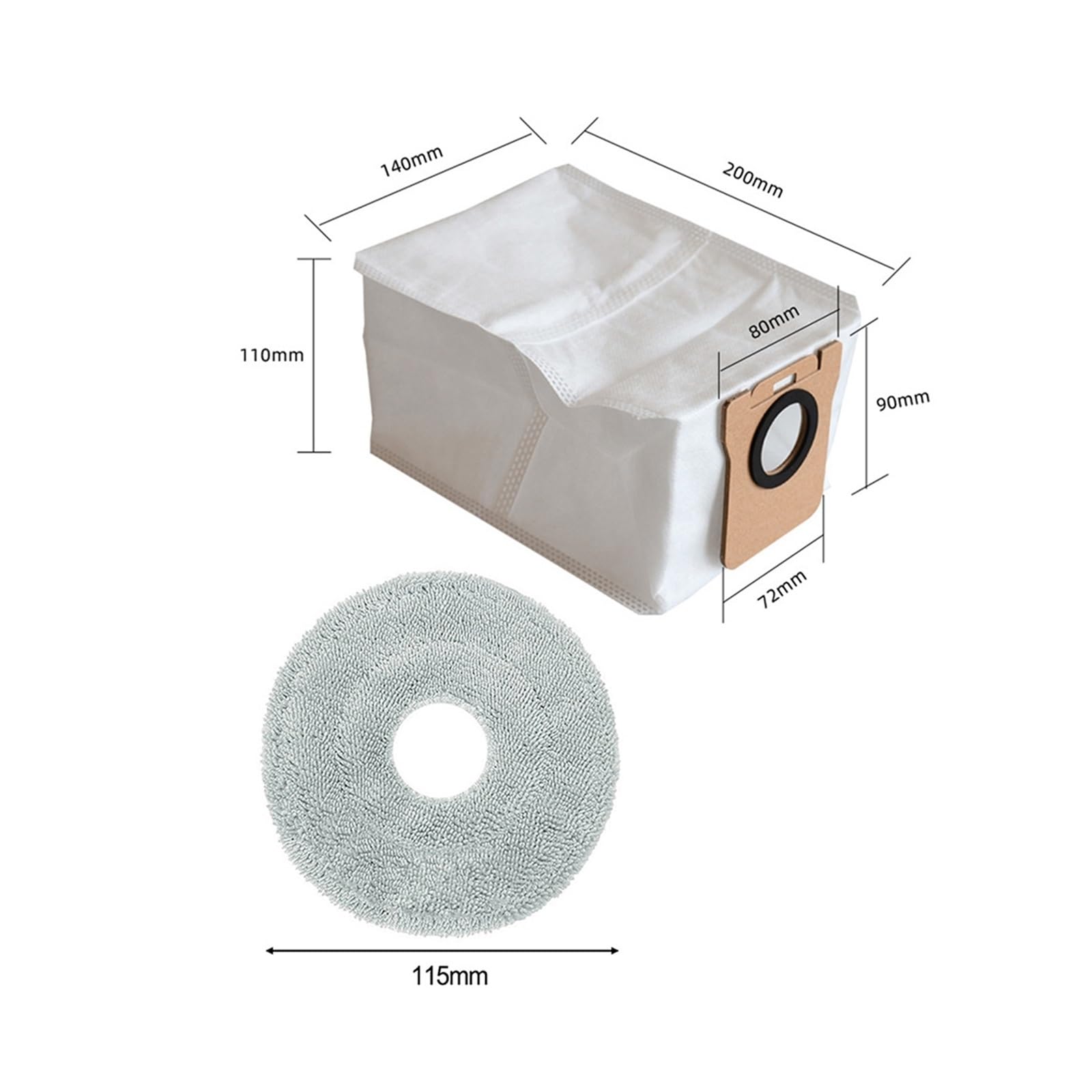 Cepillo Principal/bolsas De Polvo/cepillos Laterales/paños De Fregona, Compatible Con Piezas De Recambio De Aspiradora Robot JONR,T5 Pro(SET B)