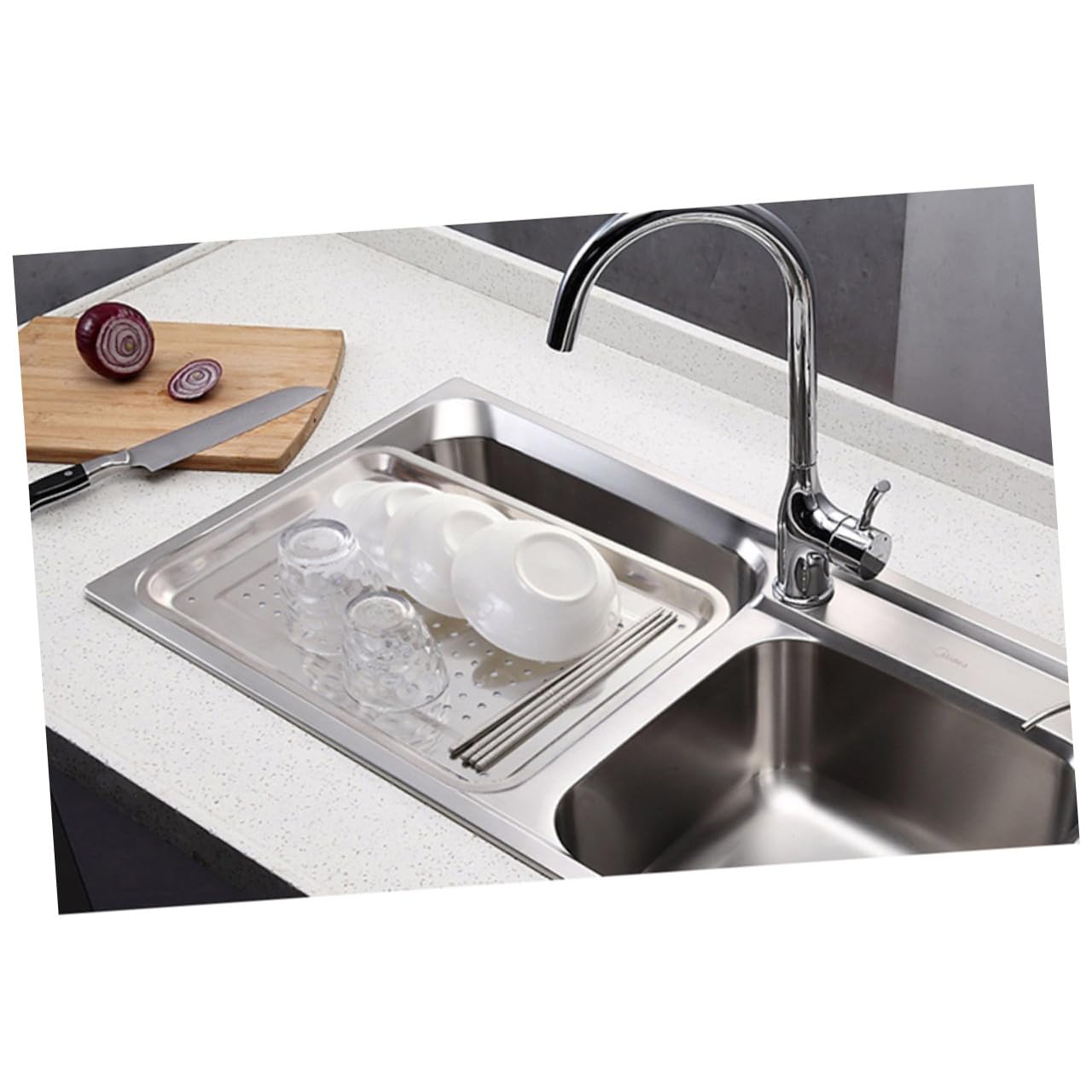 LABRIMP Vassoio Rettangolare per Scolare in Acciaio Inossidabile 36 X 27 CM, Scolapiatti Resistenti alla Ruggine, per Cucina e Cibi Fritti