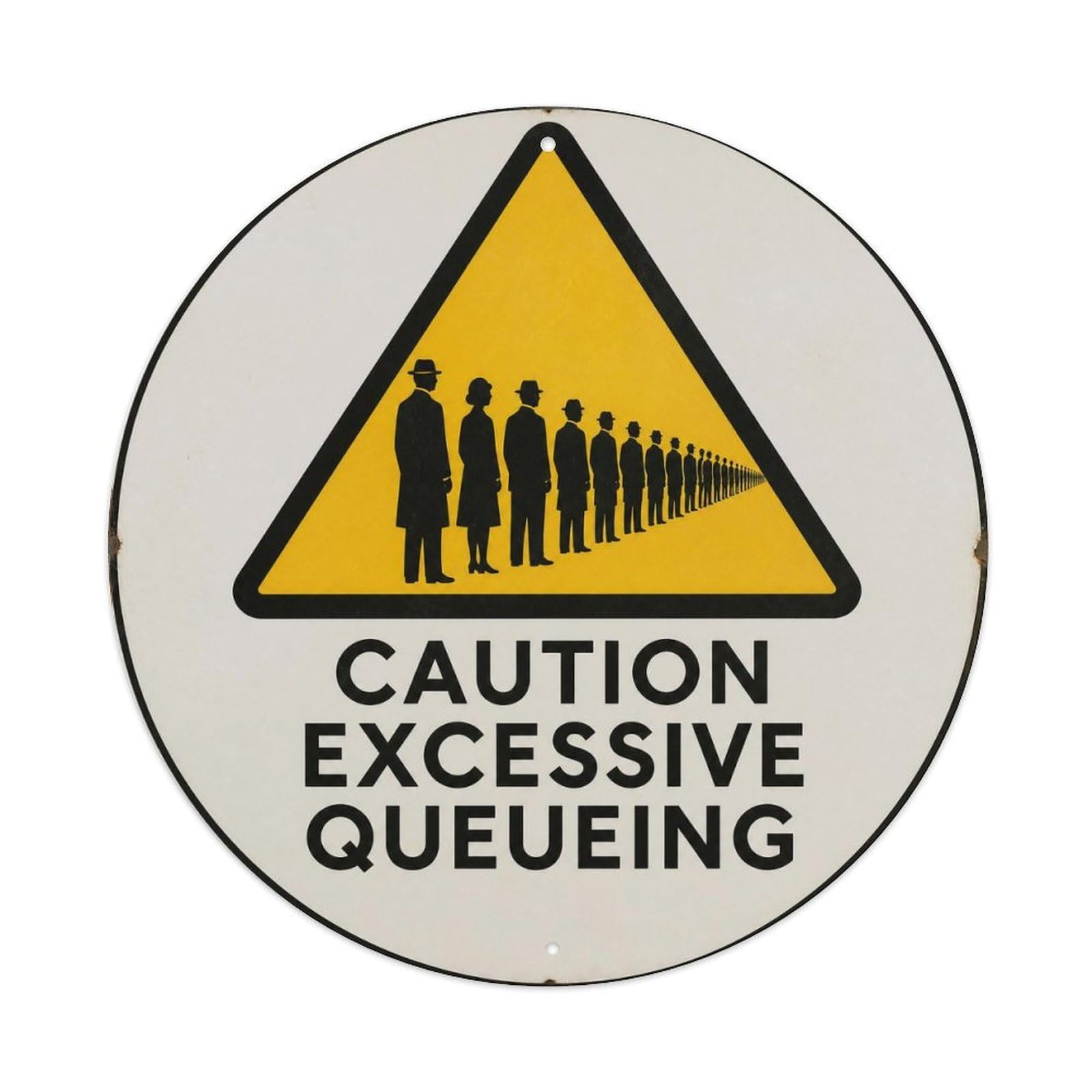 Olyhtr 8X8inch Classic Style Queue Etiquette Polite Warning British Classic Badge Metal Tin Sign