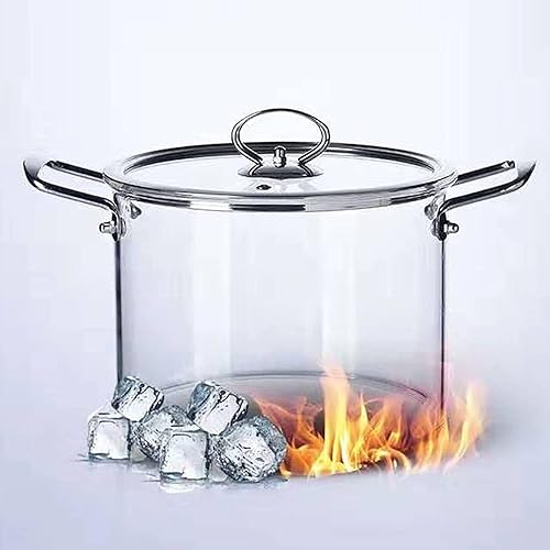 Miniatura 5 de Cacerola de vidrio resistente al calor, olla de cocina de borosilicato transparente con tapa y asa, olla antiadherente para fideos y chocolate
