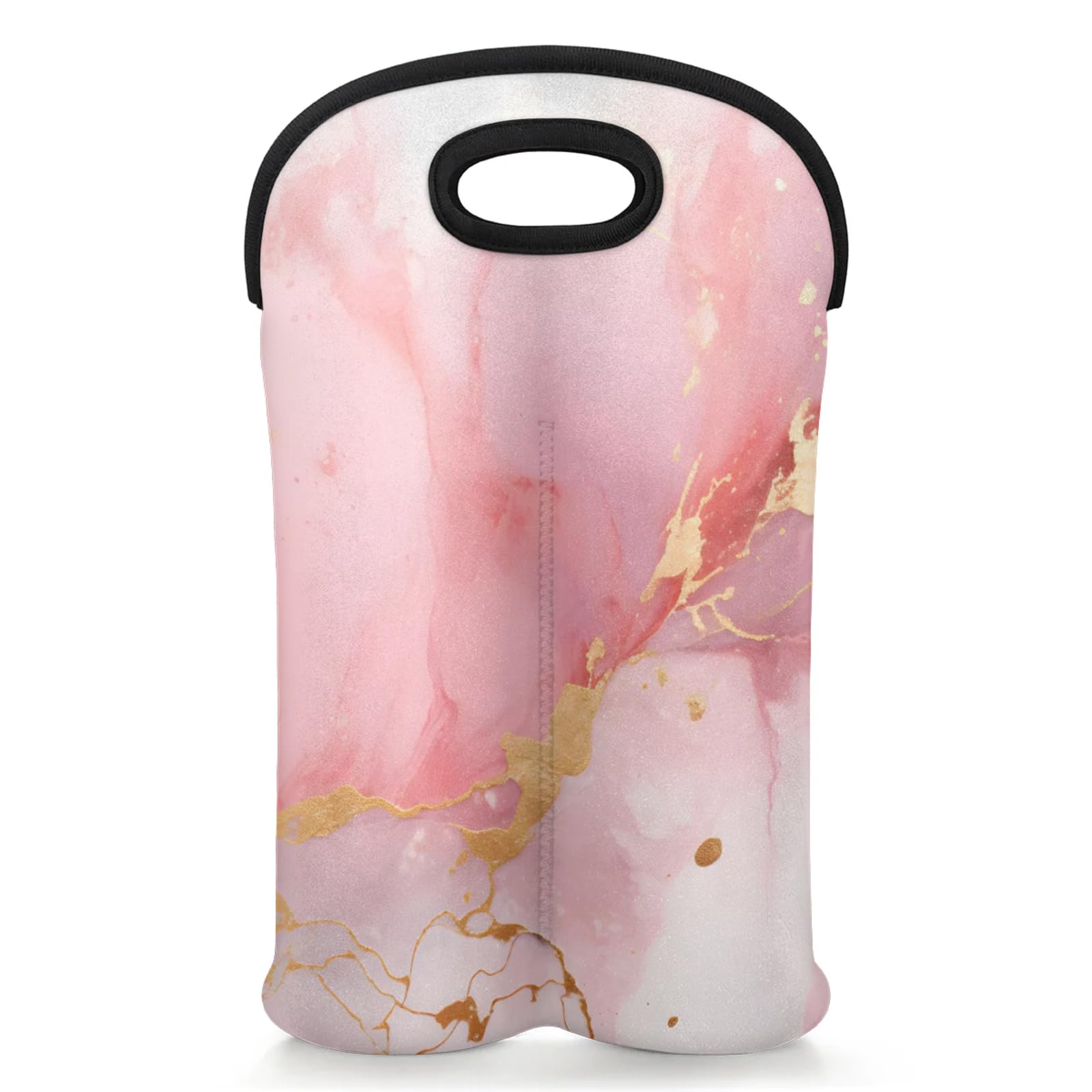 GzLeyigou 2 Bottles Dynamic Fluid Design Wine Bag Sleeve Totes Pink Art Neoprene Protective Wine Carrier Bag for Wine,Water, Champagne, Beer, Baby Bottles,Gift 14.5 x 10 Inches