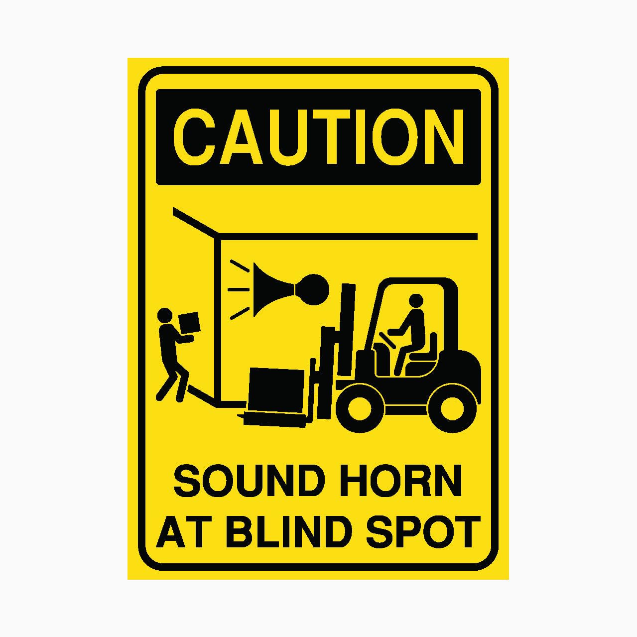 SOUND HORN AT BLIND SPOT Sign Workplace Metal Tin Sign 8 x 12 inch for Industrial & Commercial Series