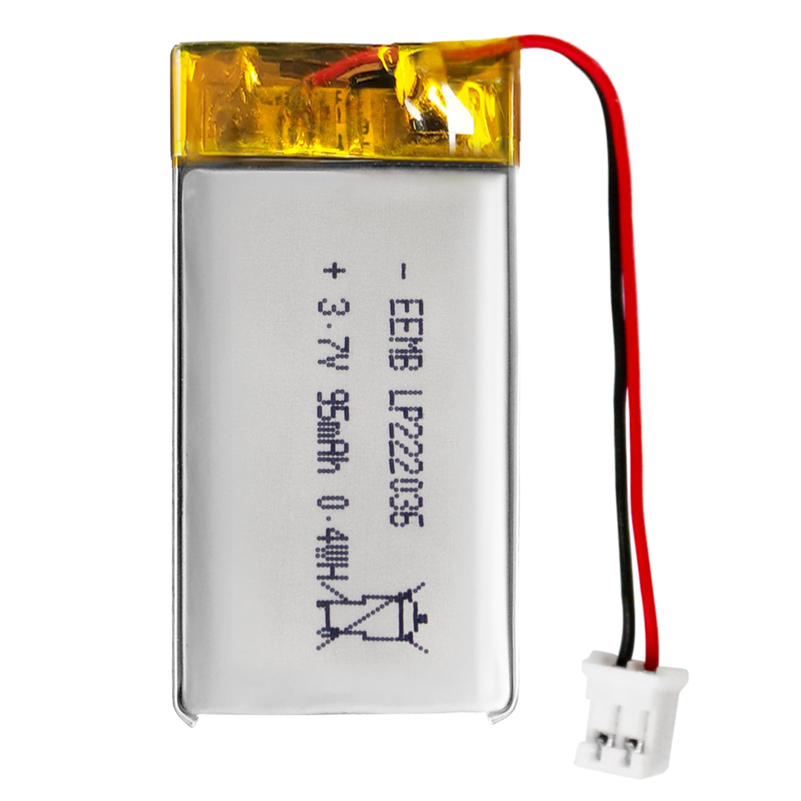 EEMB 3.7V Lipo Battery 95mAh 222036 Lithium Polymer ion Battery Rechargeable Lithium ion Polymer Battery with JST Connector Make Sure Device Polarity Matches with Battery Before Purchase!!!