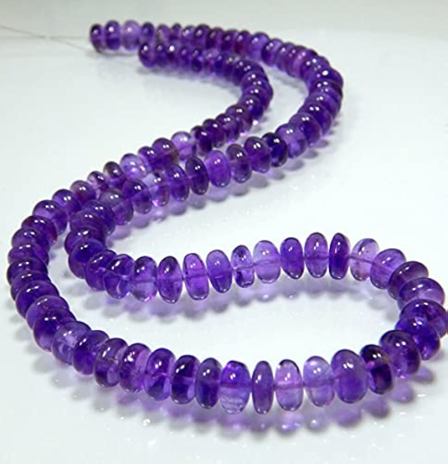 Amethyst Smooth Beads Roundell 7.5x9mm | Perles améthyste pour bijoux