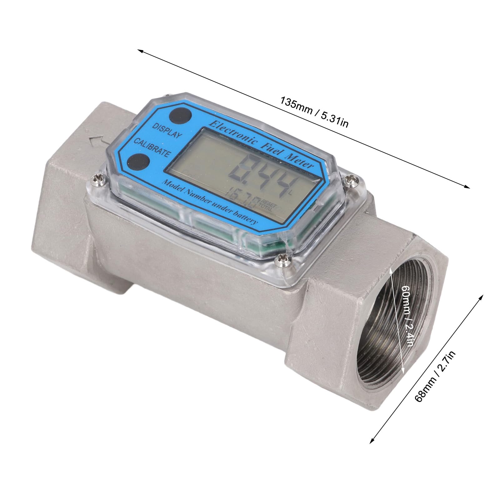 Medidor de flujo de turbina digital, 1,5 pulgadas, 25-150 l mínimo, acero inoxidable