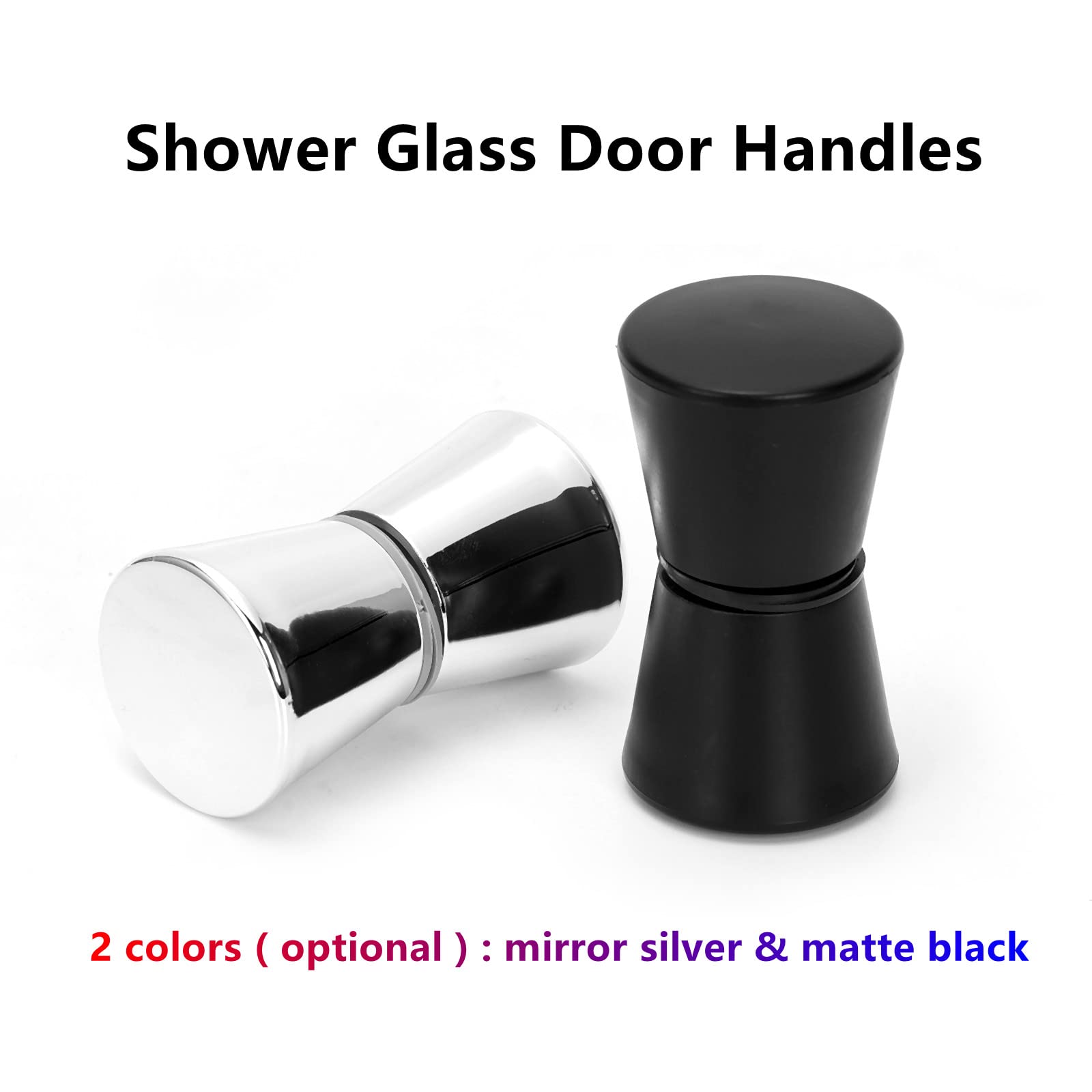 Ruimou Conical Glass Door Handle Mirror Silver (Plastic ABS) for Bathroom Door, Office,Plexiglass,Sliding Door, Steam Room (Mirror Silver) - Image 4