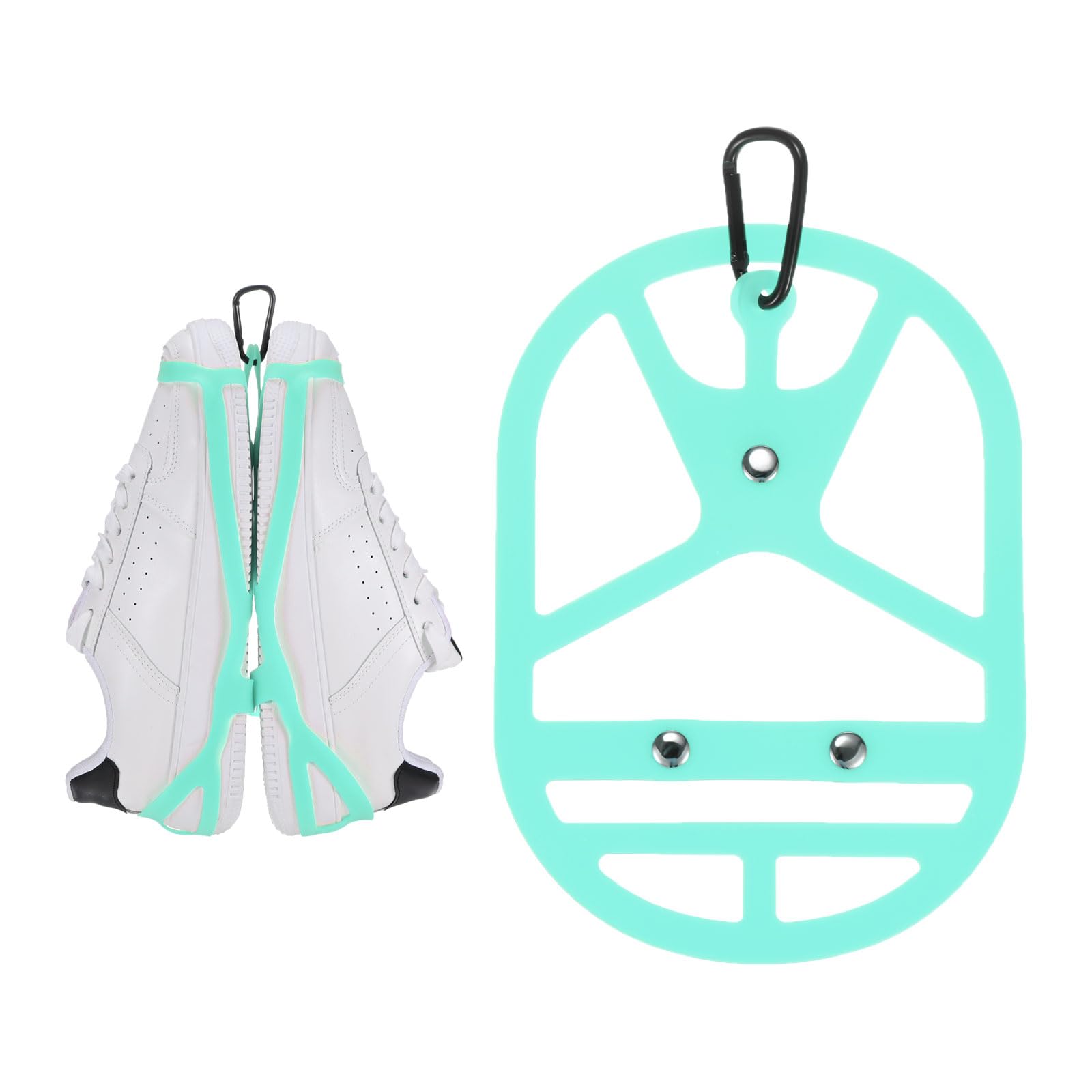 TIXIPEM Shoe Holster for Backpack [1SET] - Elastic Silicone Footwear Holder with Clip Use for Travel & Outdoors & Sports - [Cyan-Blue-M] Hang Extra Shoes Cleats Boots