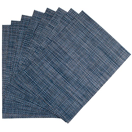 Benson Mills Longport Woven Vinyl Placemats (Metallic Blue, 13