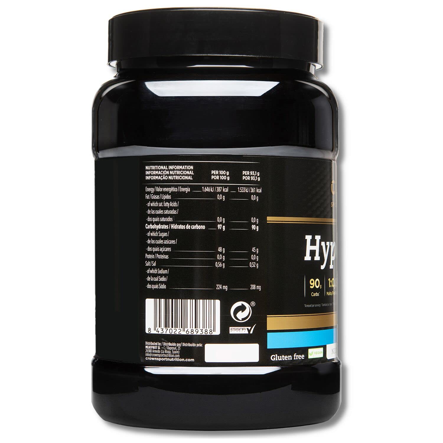 Crown Sport Nutrition Hyperdrink 90 1490 Gr/Alta En Hidratos De Carbono Y Extra De Sodio Sabor Neutro