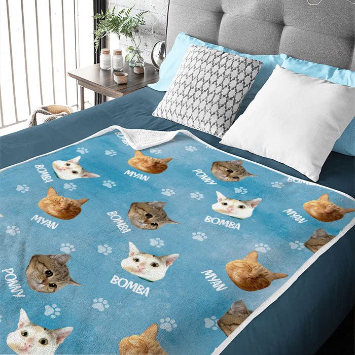 Pawfect House Colorful Paw Prints - Personalized Custom Blanket - Upload Image, Gift for Pet Lovers