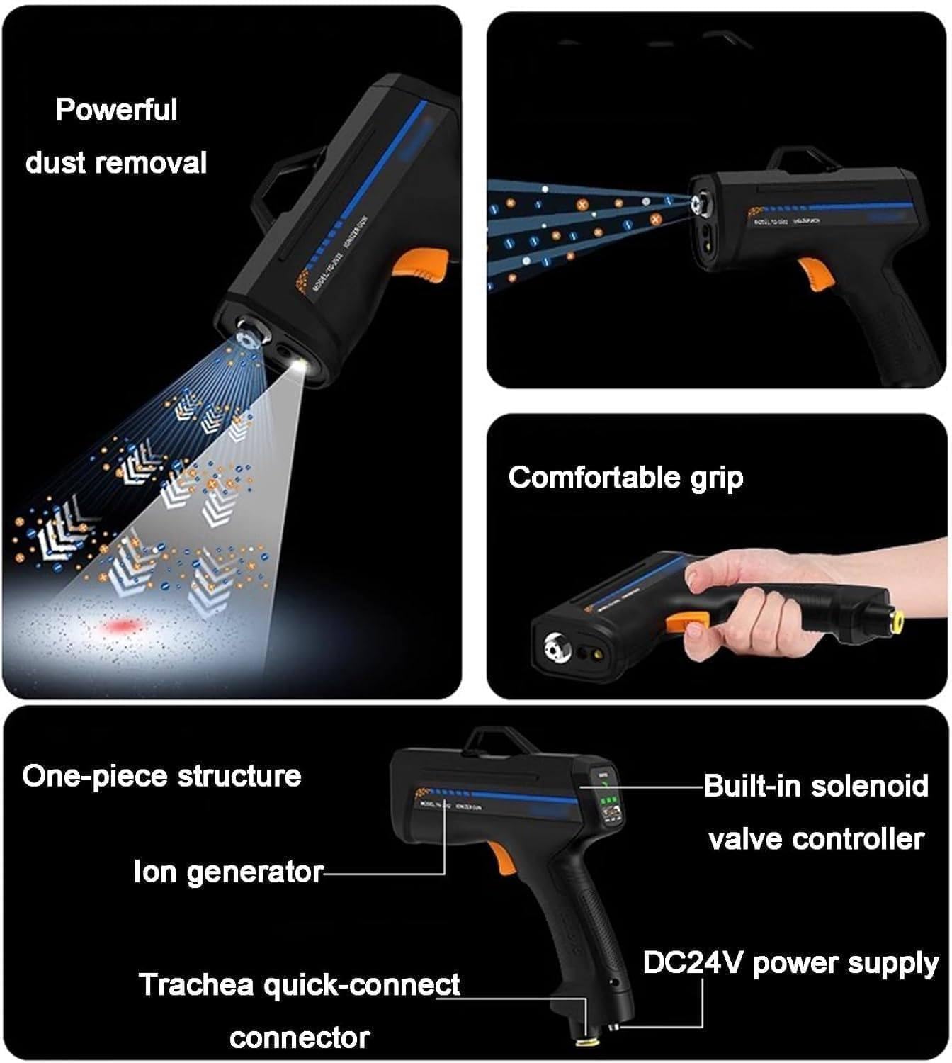 Pistola De Aire Ionizante, Pistola De Aire Antiestática, Ionizador Antiestático para Eliminación Electrostática Industrial, con Luz De Detección De Polvo Y Luz Infrarroja,Standard