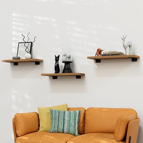 Miniatura 13 de LEOPO Paquete de 6 soportes flotantes de 12 pulgadas, soporte de estante industrial rústico de 1/5 pulgadas de grosor, soporte de metal oculto