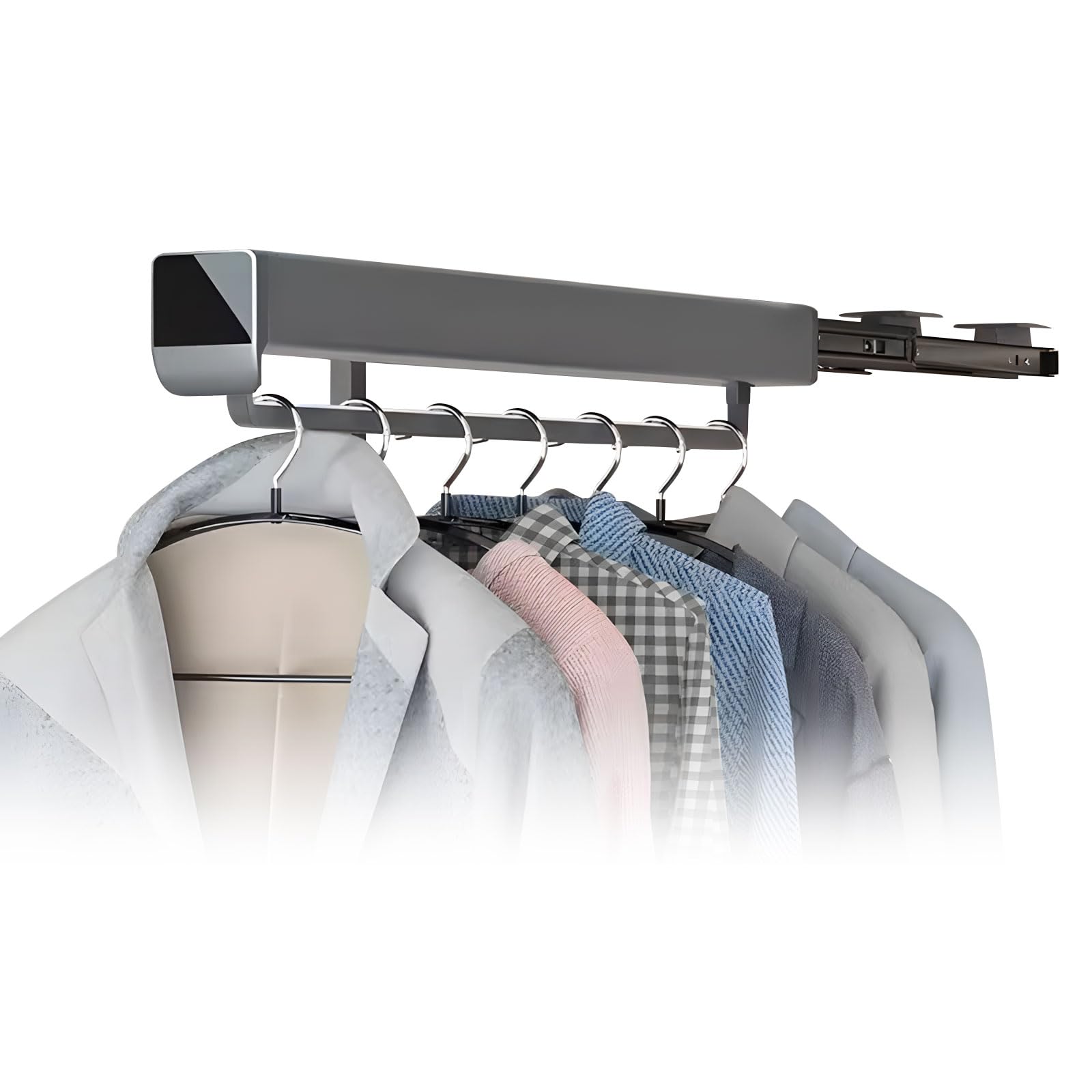 Kaeltsyn C Retractable Slide Out Garment Rack Heavy Duty 30Kg Load Space Saving Answer For Small Rooms Noiseless Drawer Track Structure